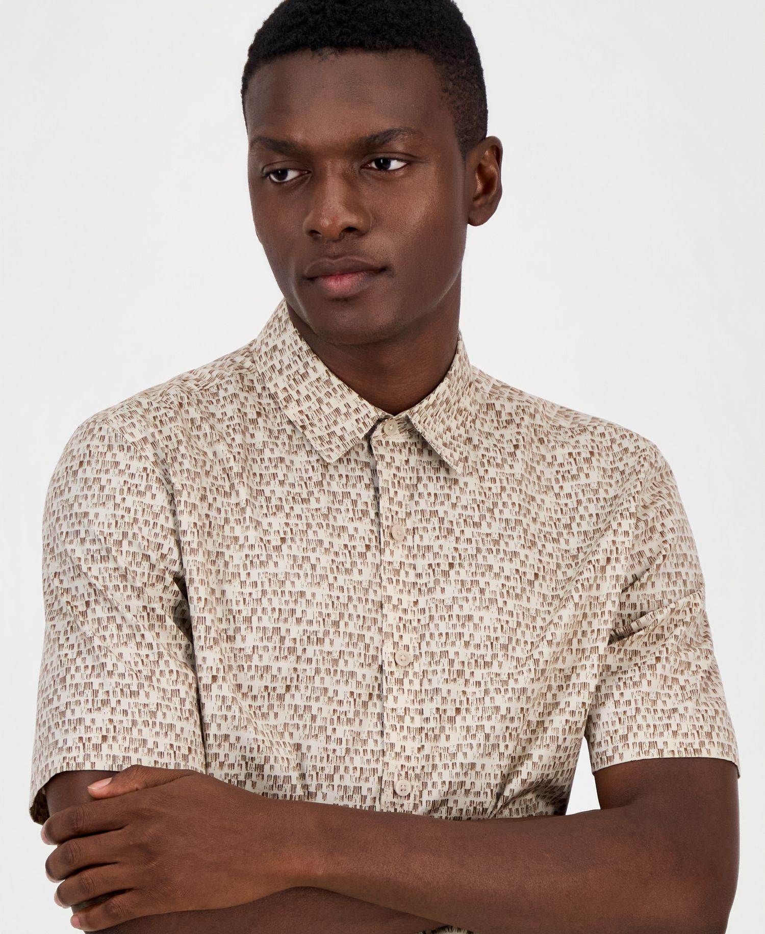 Men's Brick Geometric Short-Sleeve Shirt