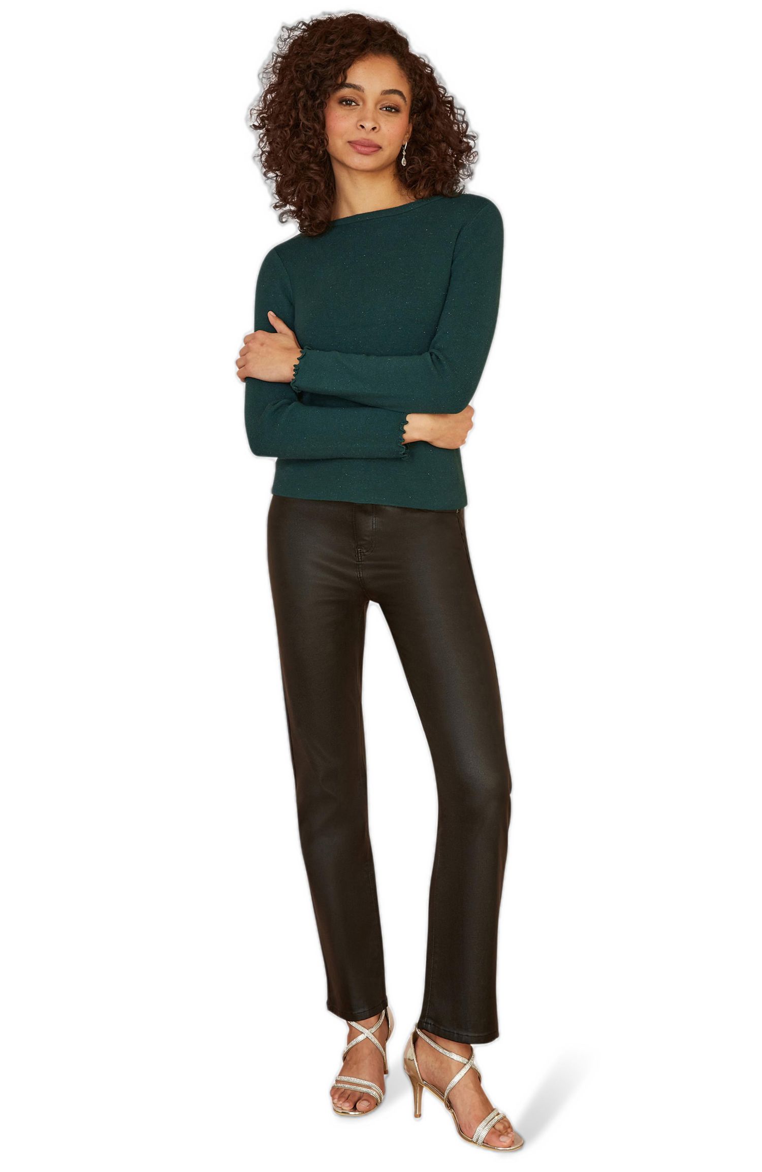 Women's Sparkle Long Sleeve Boatneck Knit Jumper