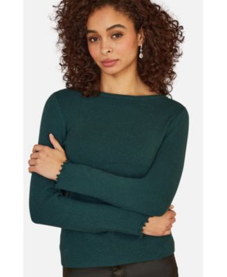 Women's Sparkle Long Sleeve Boatneck Knit Jumper
