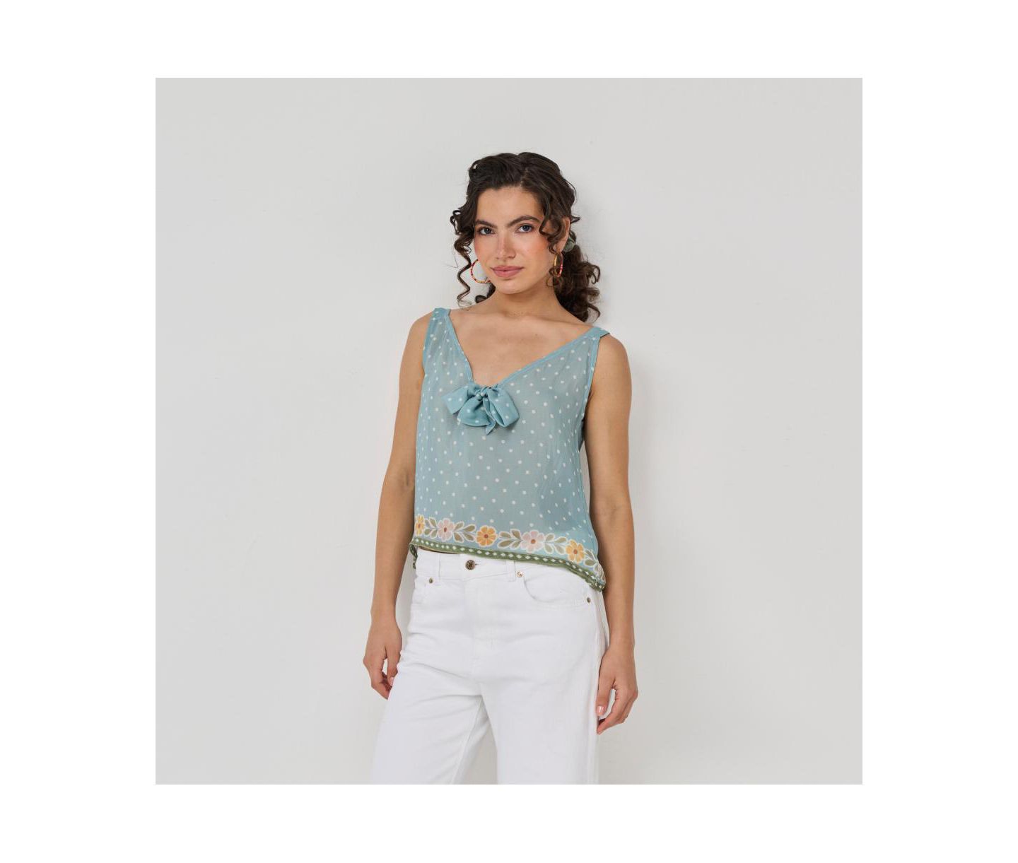 Женский топ Reistor Bow Bemberg Tie Cami Top, цвет: Синий — фото 9