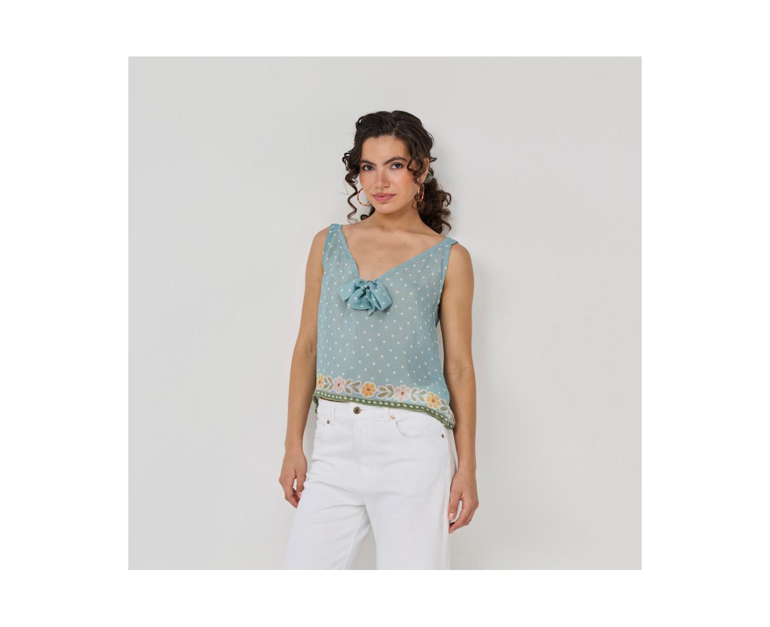 Women's Bow Bemberg Tie Cami Top