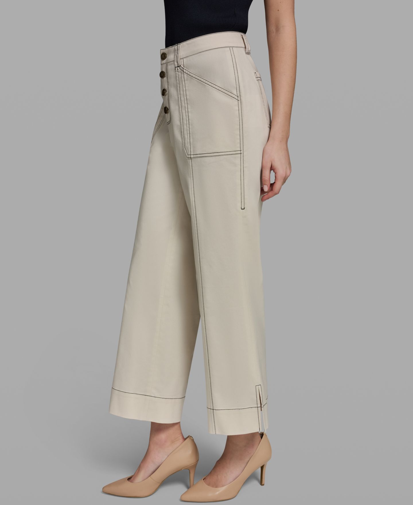 Женские брюки KARL LAGERFELD PARIS Contrast Stitch Ankle, цвет: Бисквитный — фото 3
