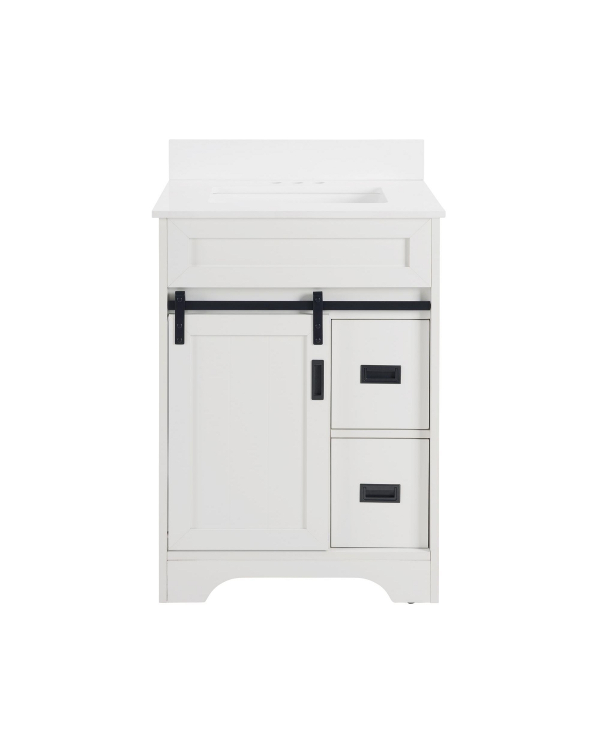 Phying 24 Inch Farmhouse Bathroom Vanity Freestanding Single Undermount Sink Cabinet with Sliding Barn Doors and 2 Drawers