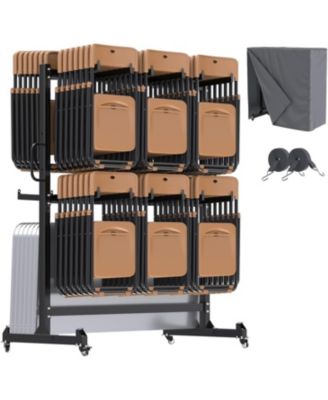 Folding Chair Rack,  Dolly Chair Cart for 84 Chairs or 12 Tables, Heavy Duty 1080LBS Weight Capacity Storage Rack with Swivel Wheels