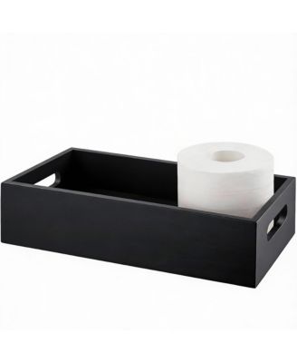Pine Wood Toilet Basket with Handles for Bathroom Organization