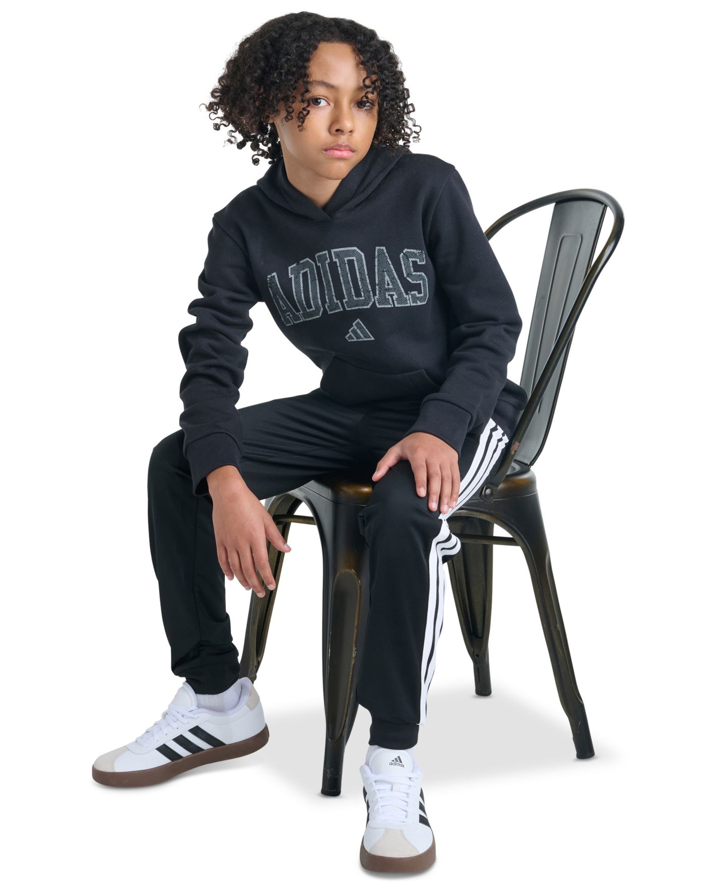 Детский свитшот adidas Collegiate Arch с длинным рукавом, 8-20, цвет: Чёрный — фото 2