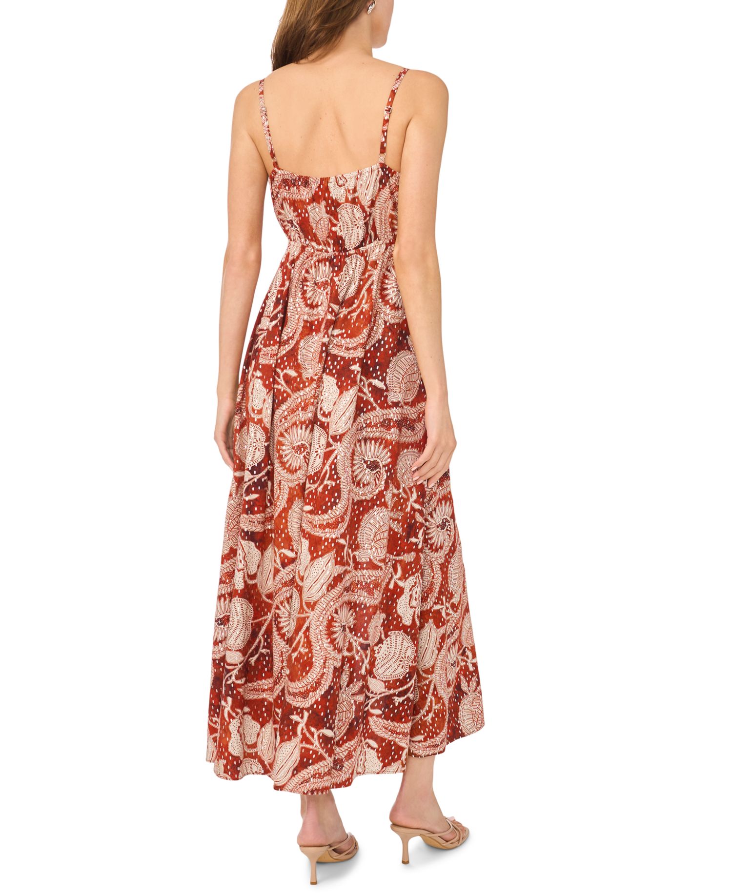 Women's Paisley Print Button-Front Maxi Dress