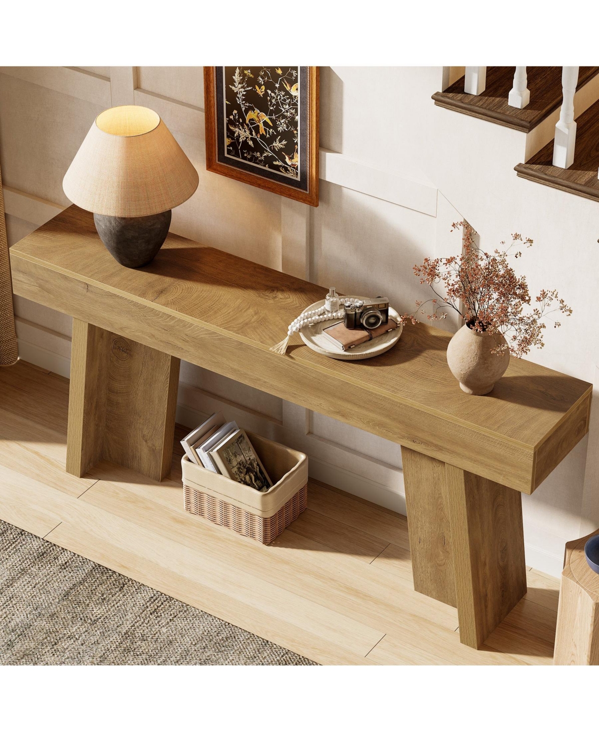 Slim Console Table for Behind Couch and Farmhouse Entryway Decor
