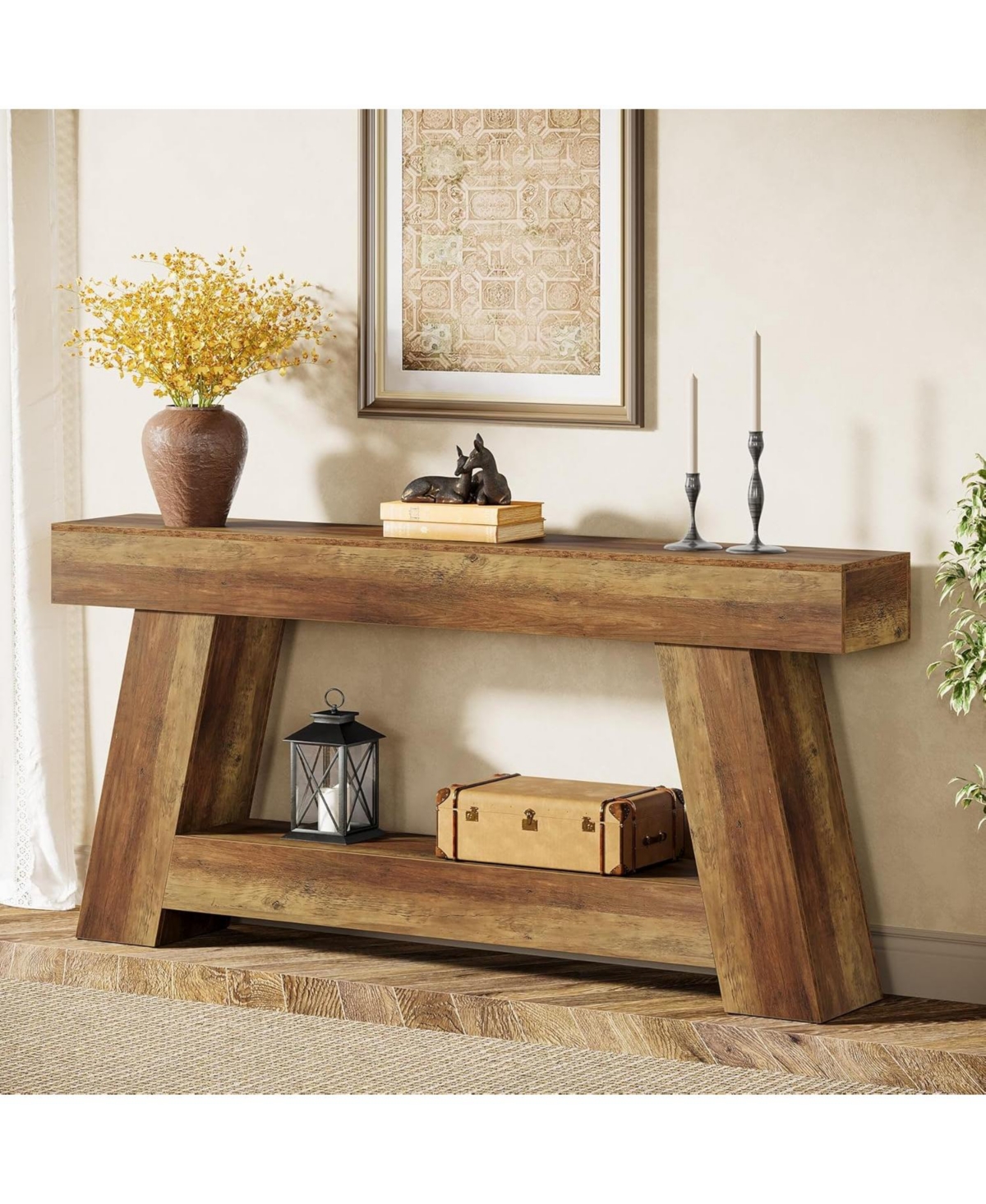Slickblue 2-Tier Console Table with Open Shelf Storage for Entryway and Hallway