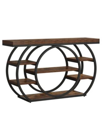 5-Tier Metal Frame Industrial Console Table, Sofa Table for Entryway and Hallway