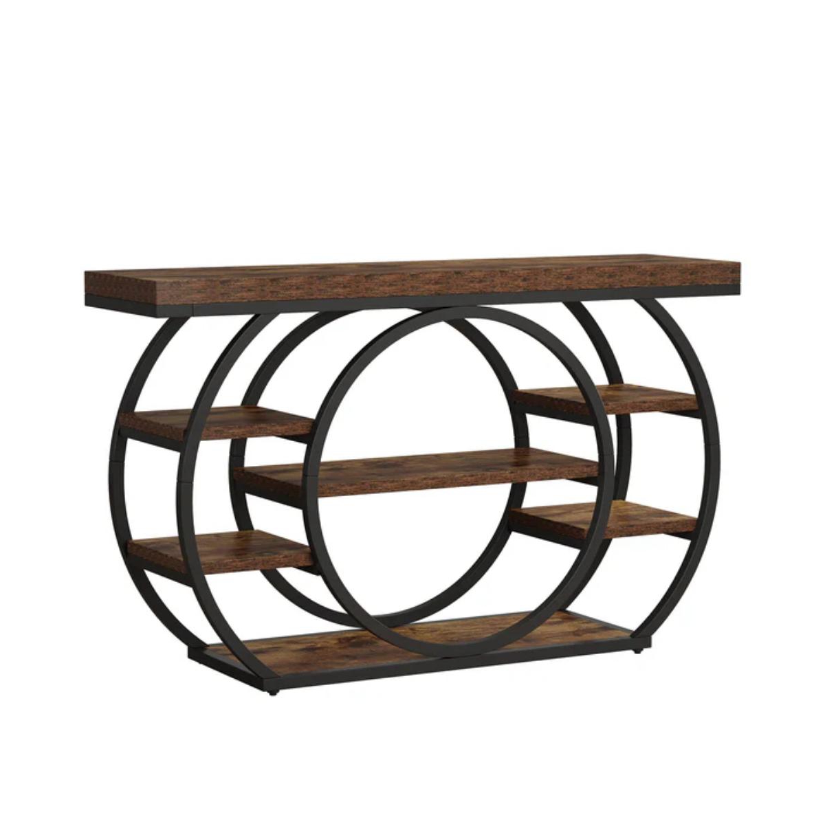 Slickblue 5-Tier Metal Frame Industrial Console Table, Sofa Table for Entryway and Hallway