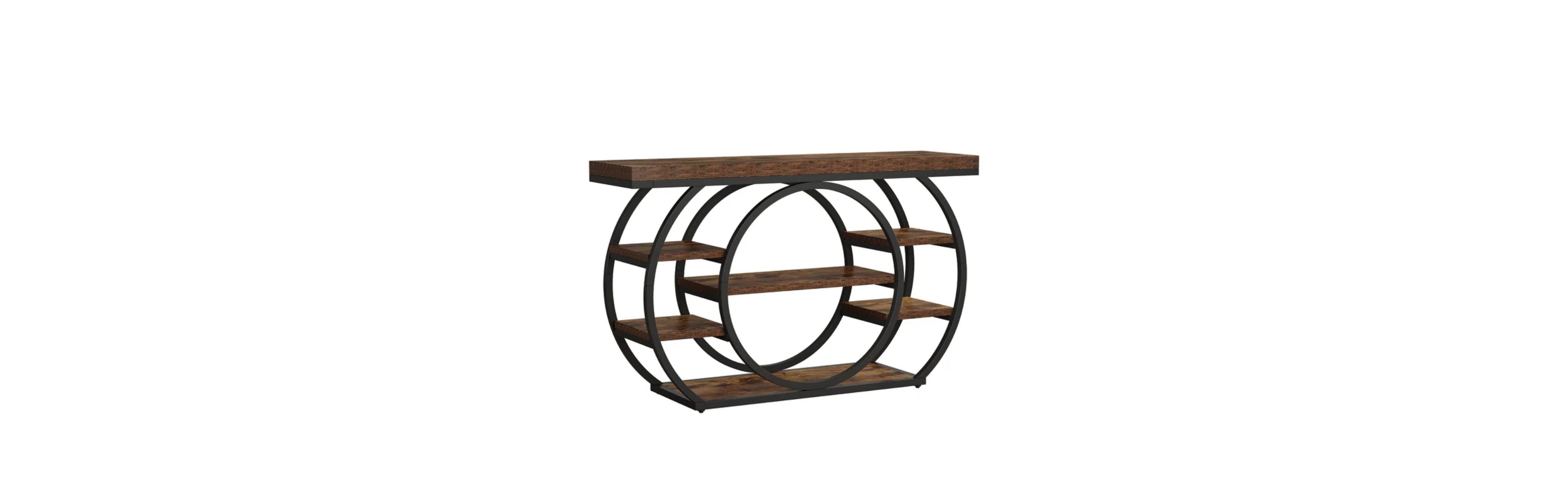 Slickblue 5-Tier Metal Frame Industrial Console Table, Sofa Table for Entryway and Hallway