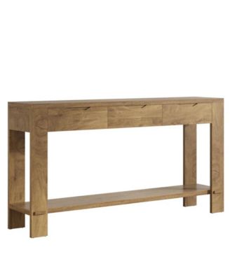Farmhouse Entryway Console Table with 3 Drawers, Narrow Design