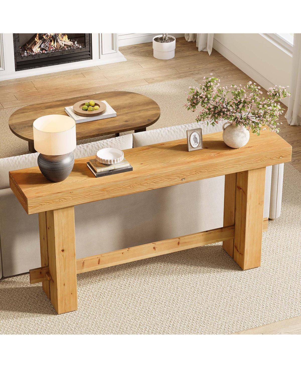 Slickblue Solid Wood Entryway Console Table, Sofa Table with Stable Legs