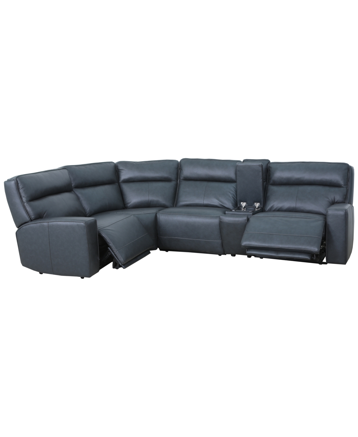 Zackary 5-Piece L Shape Leather Sectional with 2 Power Motion & Console, Macy's Exclusive