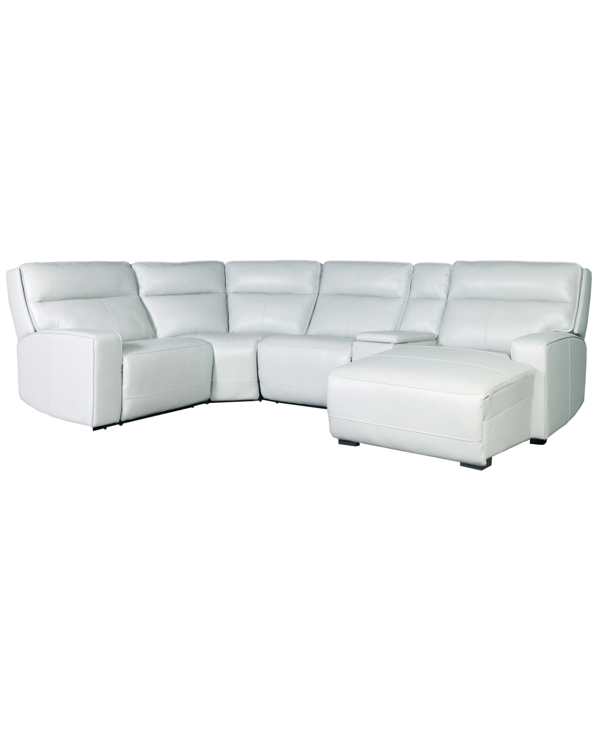 Zackary 5-Piece Leather Chaise Sectional with 3 Power Motion & Console, Macy's Exclusive
