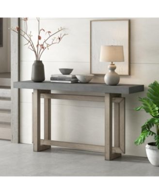 59" Contemporary Minimalist Console Table, with Thick Pine Wood Legs, Unique Triple Rectangle Design, for Hallway Entrance Foyer