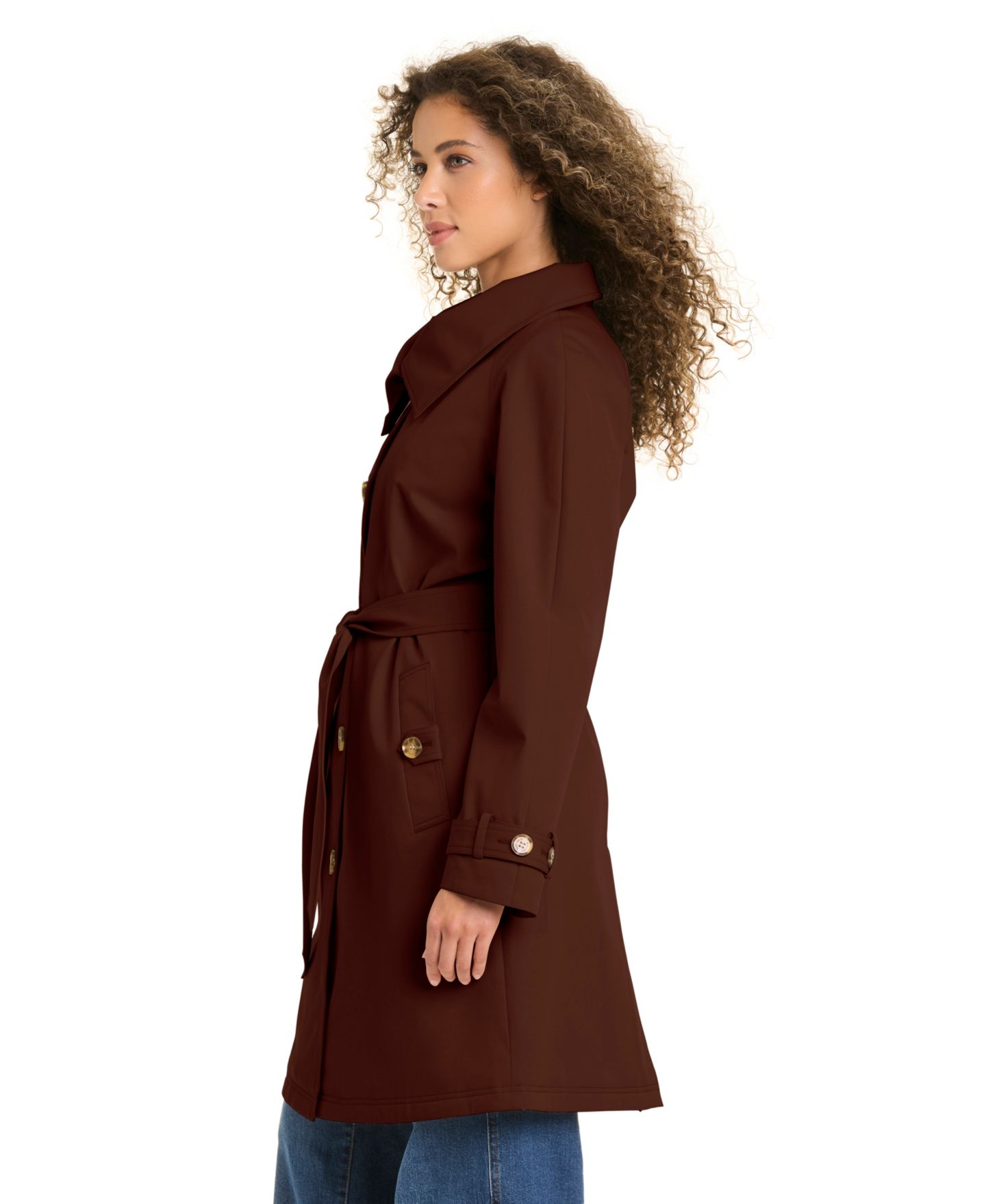 Женское пальто kate spade new york Funnel Neck Trench Coat, цвет: Шоколадный вишнёвый — фото 3