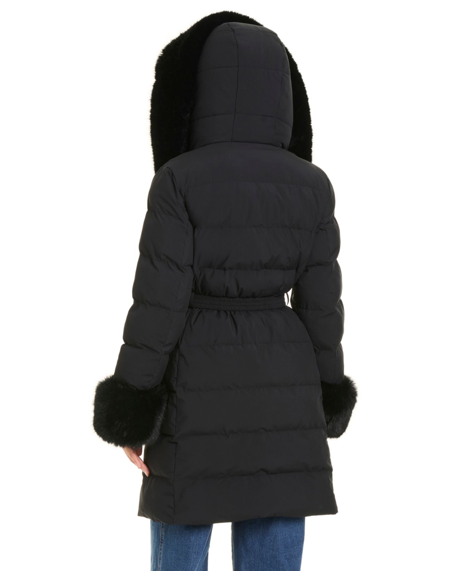 Women's Faux-Fur Arm Cuff Hooded Puffer Coat