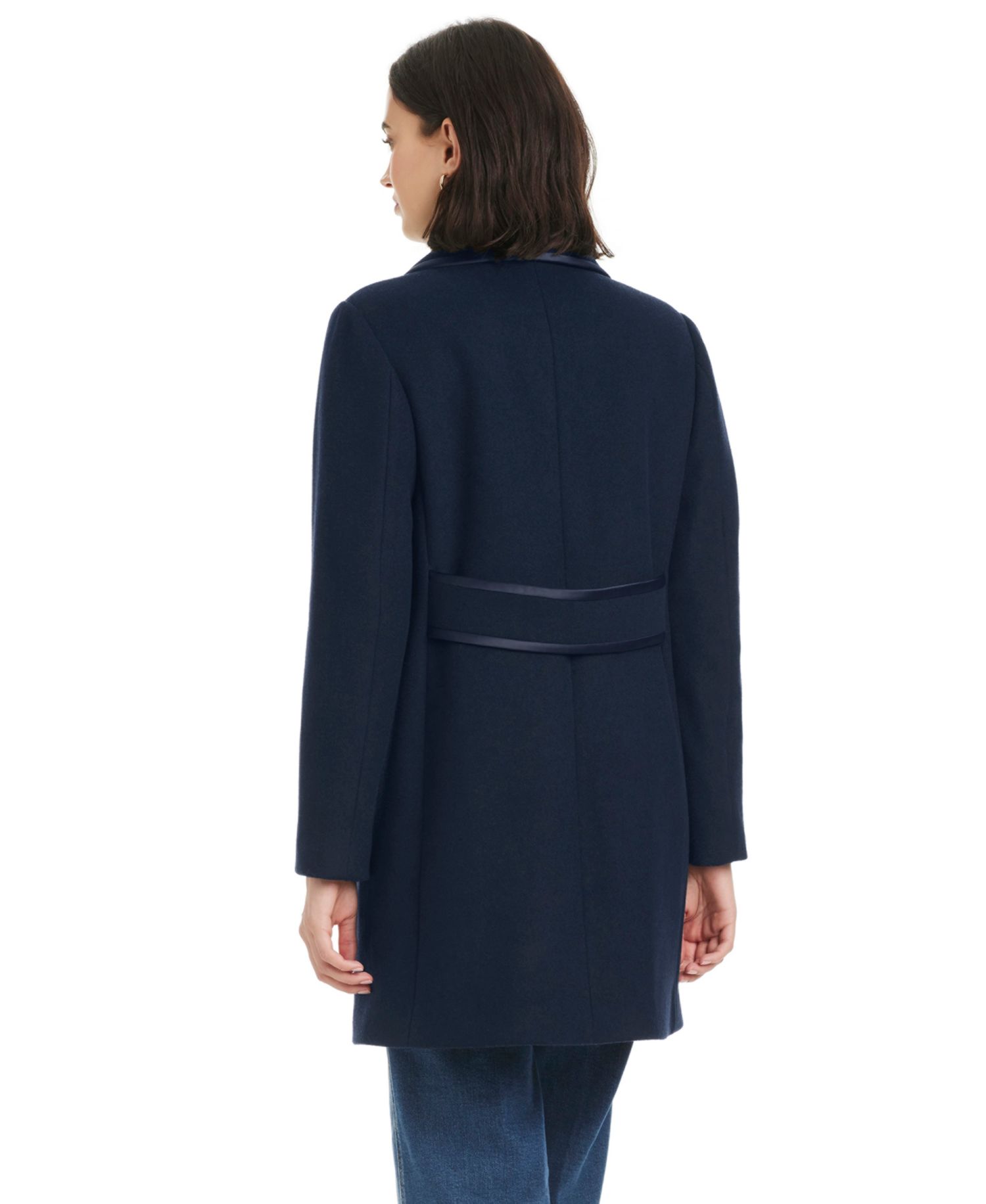 Women's Single Breasted Satin-Trimmed Coat