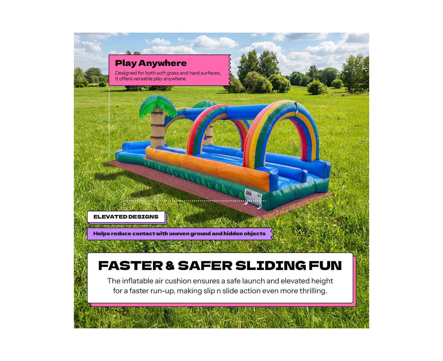 Детская игрушка POP JUMP Tropical 27' Dual Lane Slip N Slide With Pool, цвет: Разноцветный — фото 5