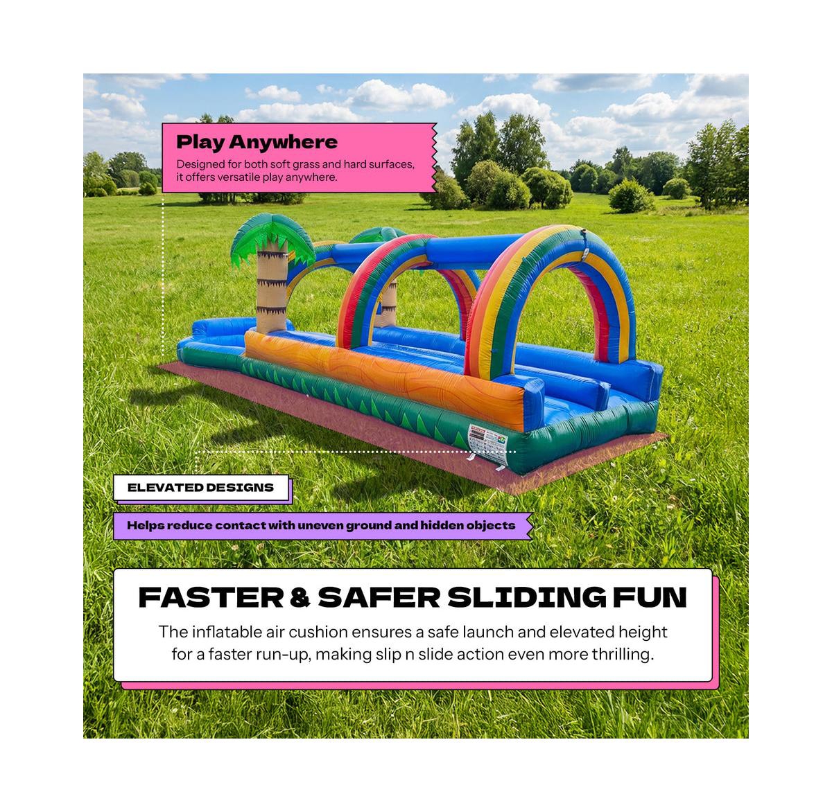 Pop Jump Tropical 27' Dual Lane Slip N Slide With Pool