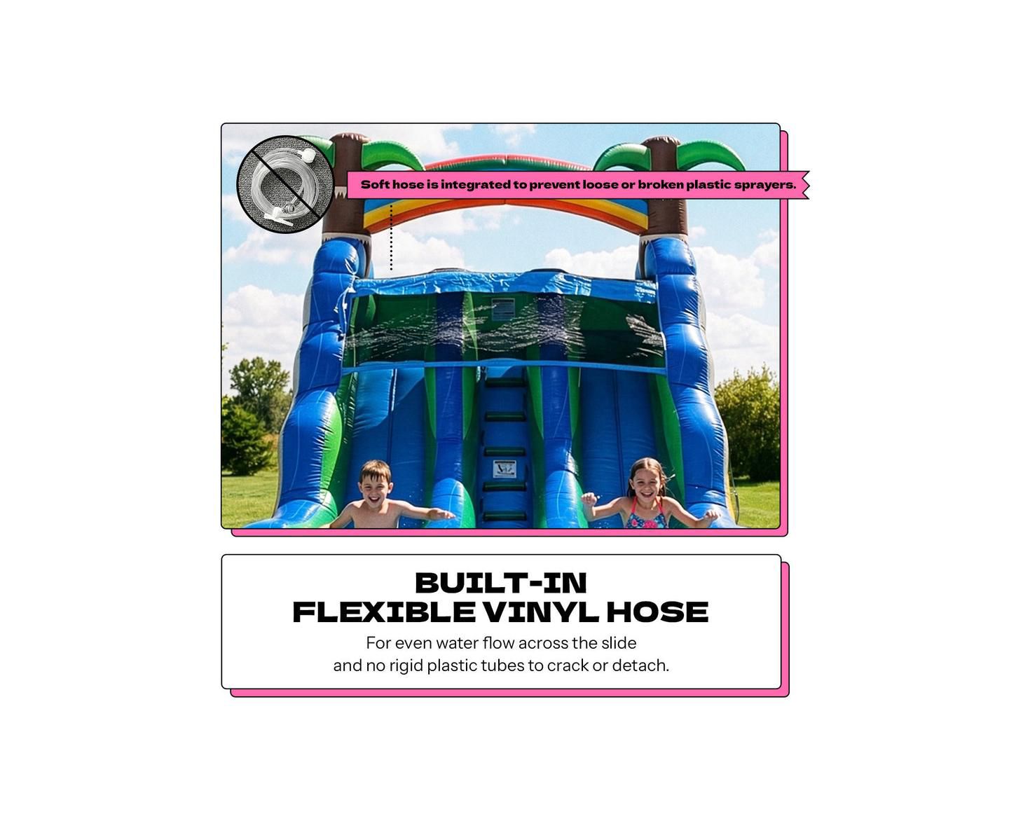 Детская игрушка POP JUMP Tropical Island 23' Dual Lane Water Slide with Integrated Pool, Ages 3+, цвет: Разноцветный — фото 3