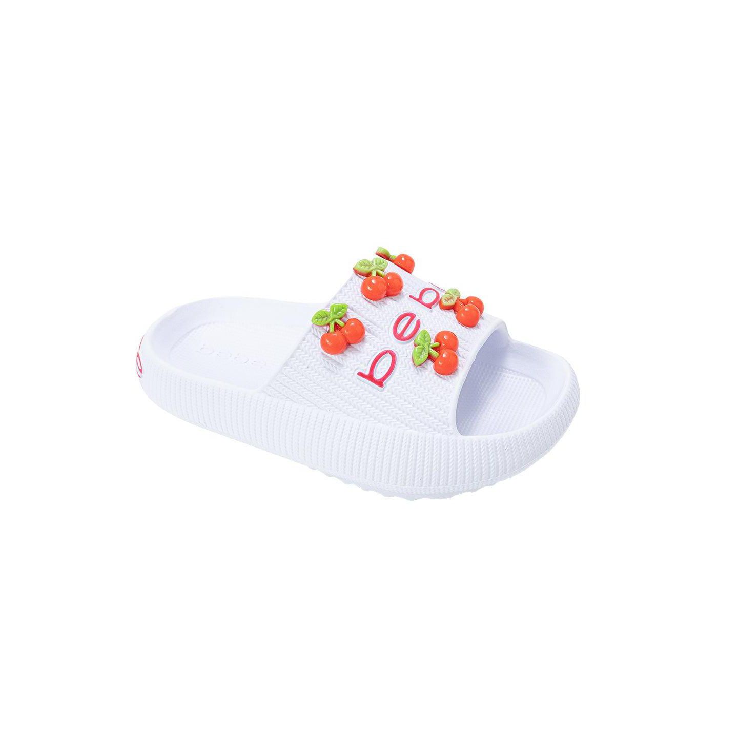 Сандалии Bebe Girls EVA Slide - Lightweight Comfy Slide Sandals with Cherry Charms для девочек, цвет: Белый — фото 1