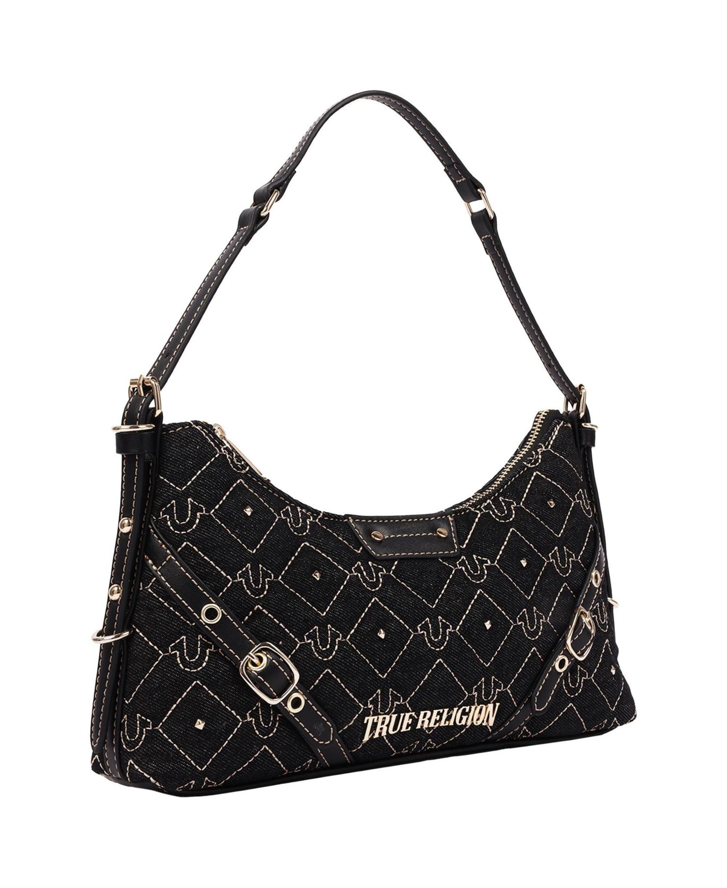 Women's Studded Denim Chain Shoulder Bag