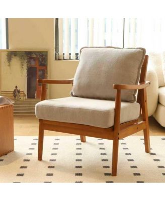 Cute Fabric Accent Chair with Solid Wood Frame
