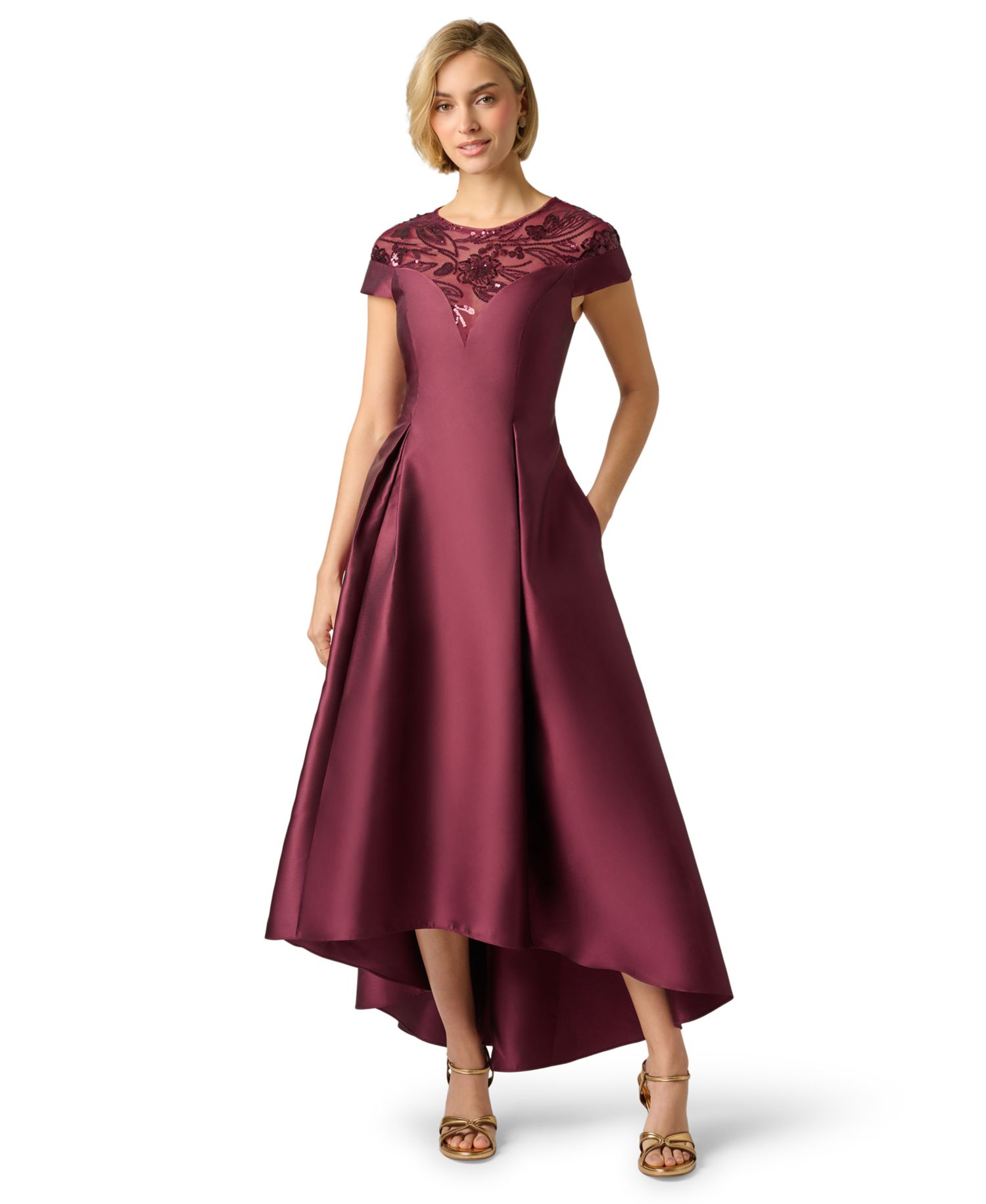 Women's Sequin Combo Mikado High-Low Ball Gown