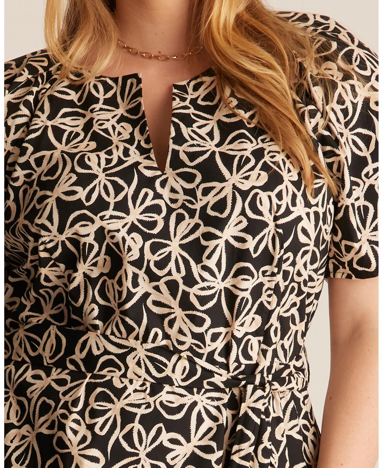 Women's Noirette Cotton Print Belted Midi Dress