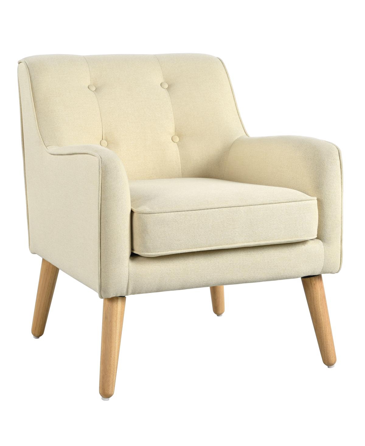 Streamdale Furniture Mid Century Modern Tufted Fabric Accent Chair with Solid Wood Legs