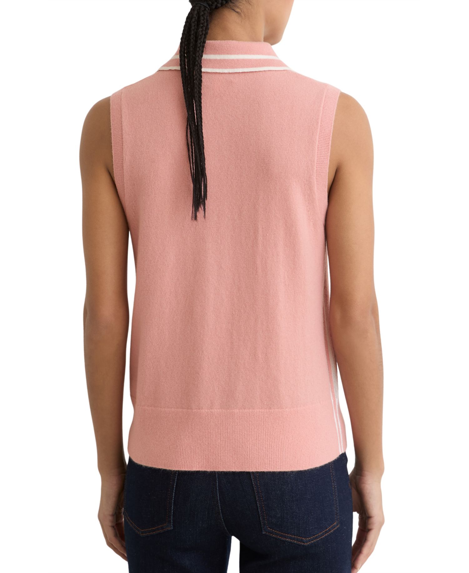 Women's Wool-Cashmere Sleeveless Polo Top