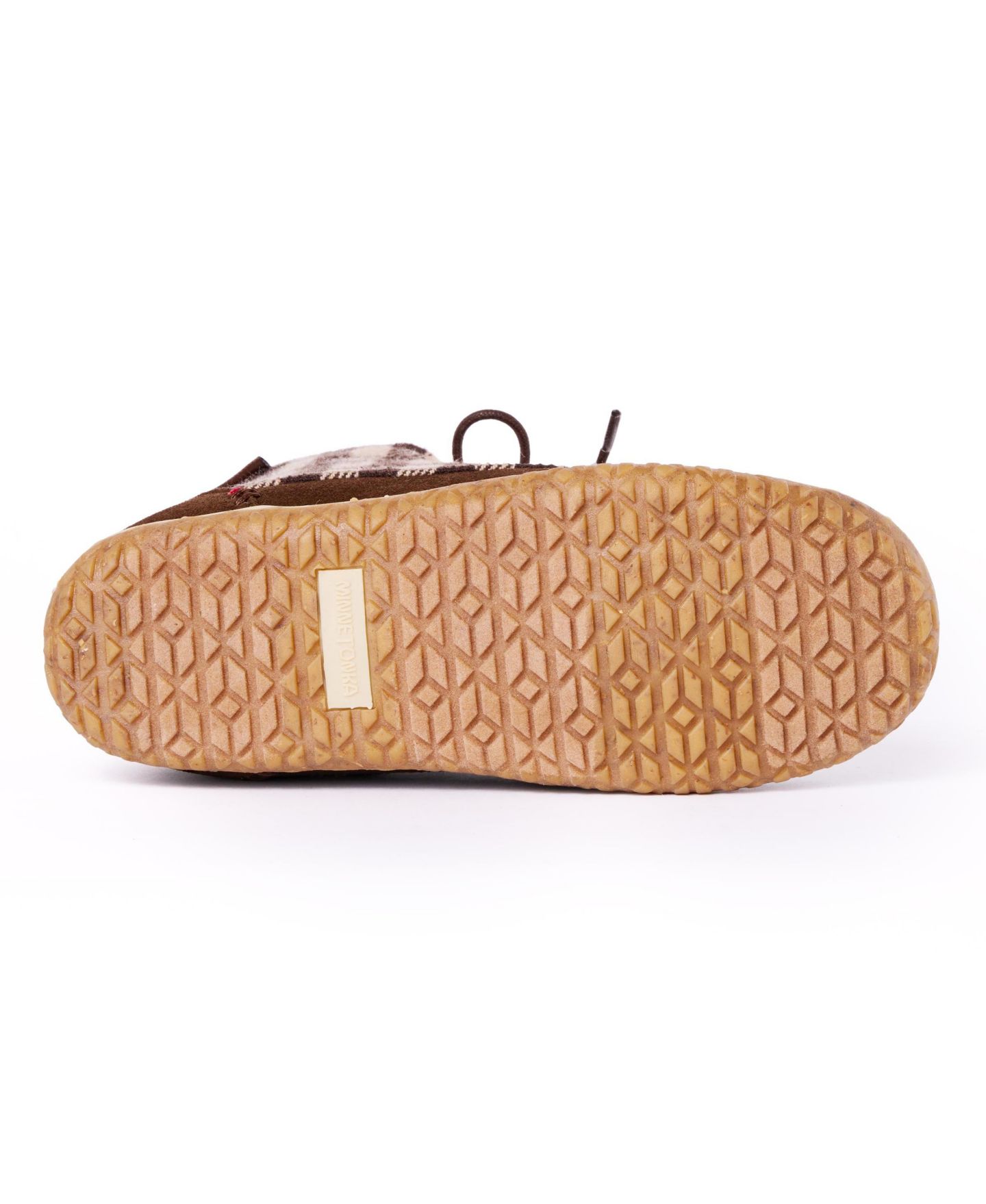 Женские ботинки Minnetonka Torrey Lace-up Slipper Booties, цвет: Коричневый в мелкую клетку — фото 5