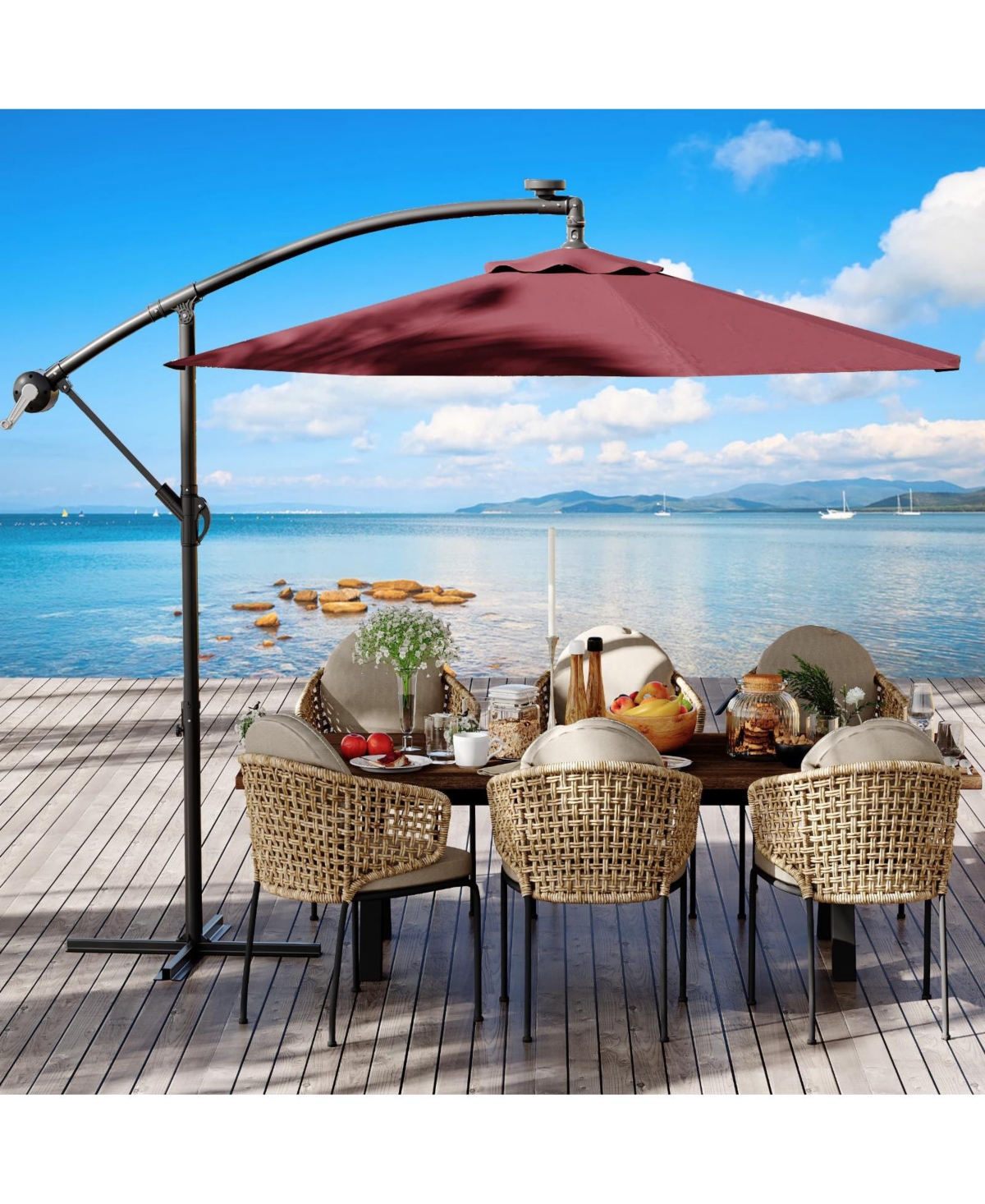 gaomon 10Feet Hanging Cantilever Offset Patio Umbrella For Backyard, Lawn, Garden