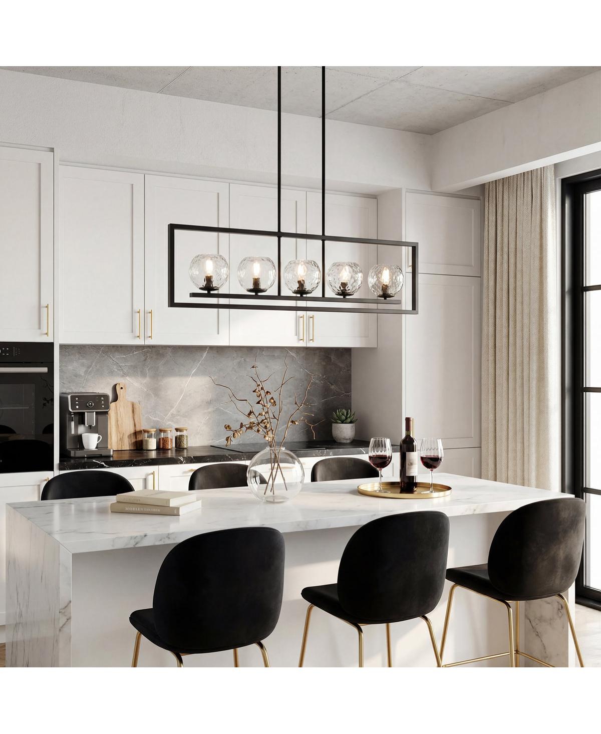 Tribesigns 5-Light Linear Kitchen Island Chandelier, Adjustable Pendant Light