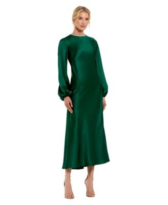 Petite Crystal Embellished High Neck Satin Maxi Dress