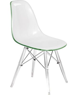 Cresco Modern Molded Dining Chair, Chrome-Plated Eiffel Base and Acrylic Support Legs Ergonomic Curved Seat Accent Side Chair