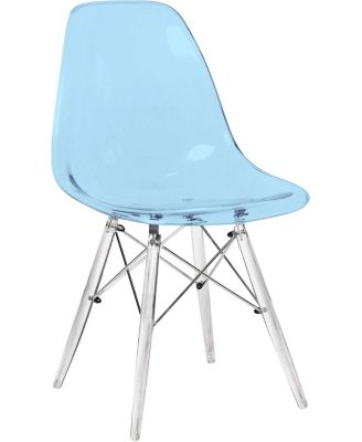 Cresco Modern Molded Dining Chair, Chrome-Plated Eiffel Base and Acrylic Support Legs Ergonomic Curved Seat Accent Side Chair