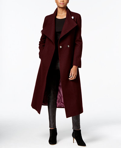 Kenneth Cole Asymmetrical Belted Maxi Wool Coat - Coats - Women ...
