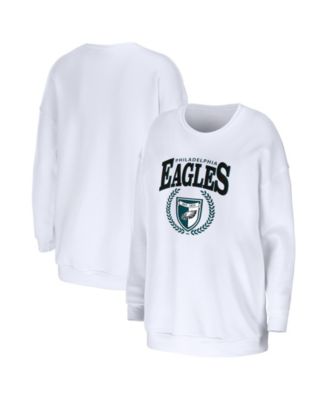 Women's White Philadelphia Eagles Oversized Pullover Sweatshirt