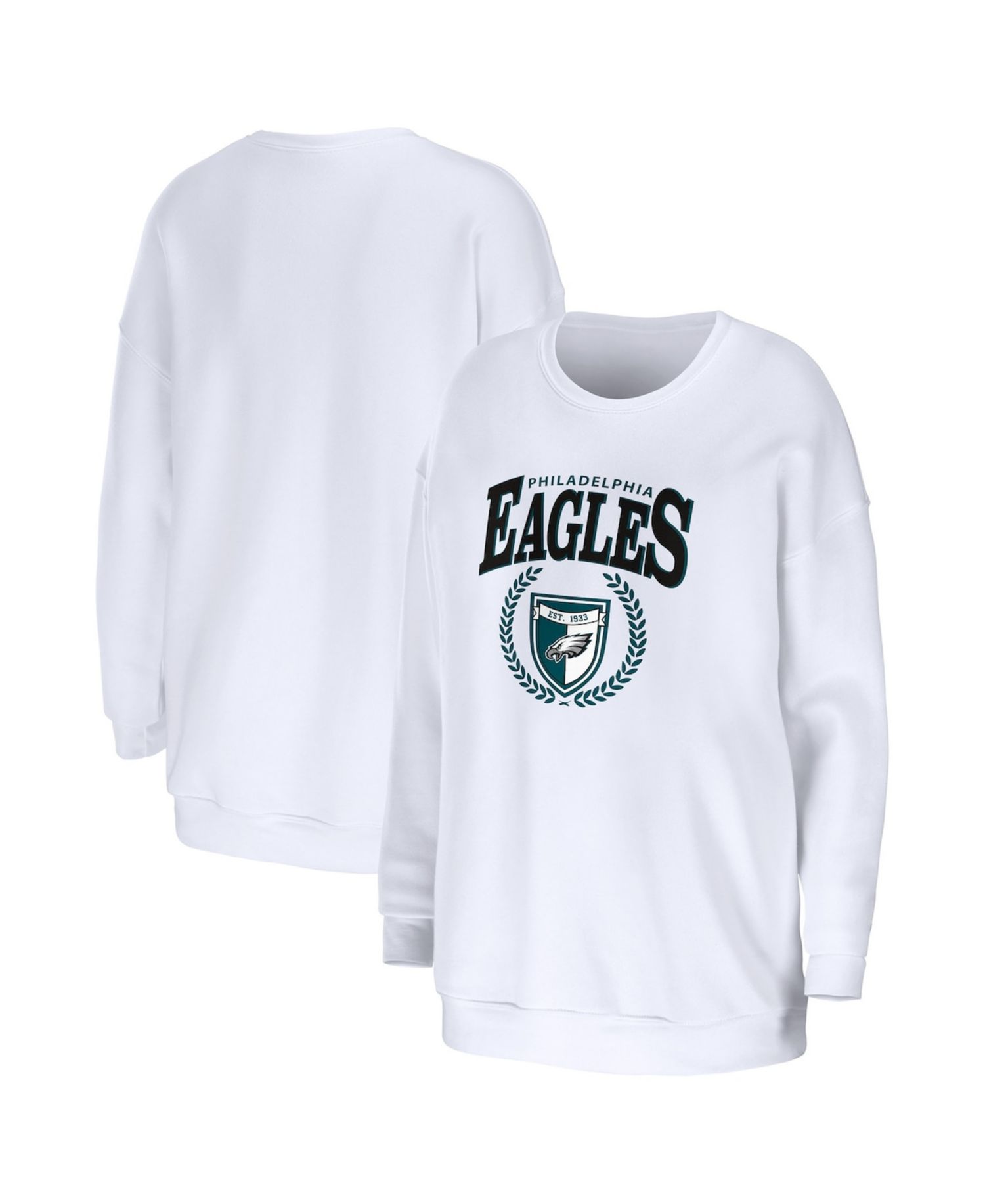 Women's White Philadelphia Eagles Oversized Pullover Sweatshirt