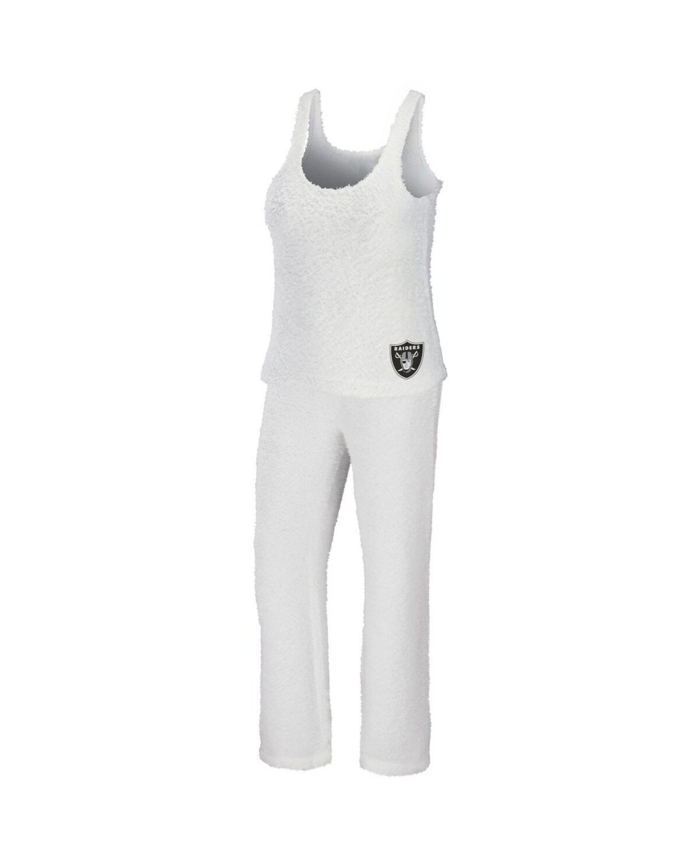 Женский комплект WEAR by Erin Andrews Women's 2-Piece Cream Las Vegas Raiders Plus Size Cozy Scoop Neck Tank Top & Pants Set — фото 1