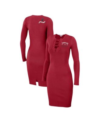 Women's Red Tampa Bay Buccaneers Lace Up Long Sleeve Dress