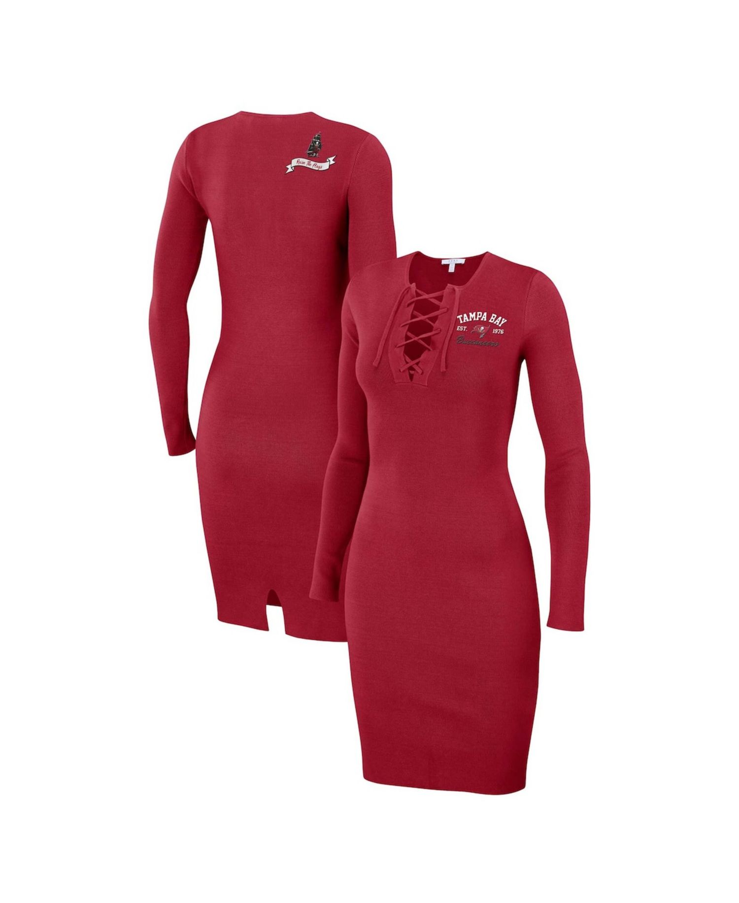 Women's Red Tampa Bay Buccaneers Lace Up Long Sleeve Dress