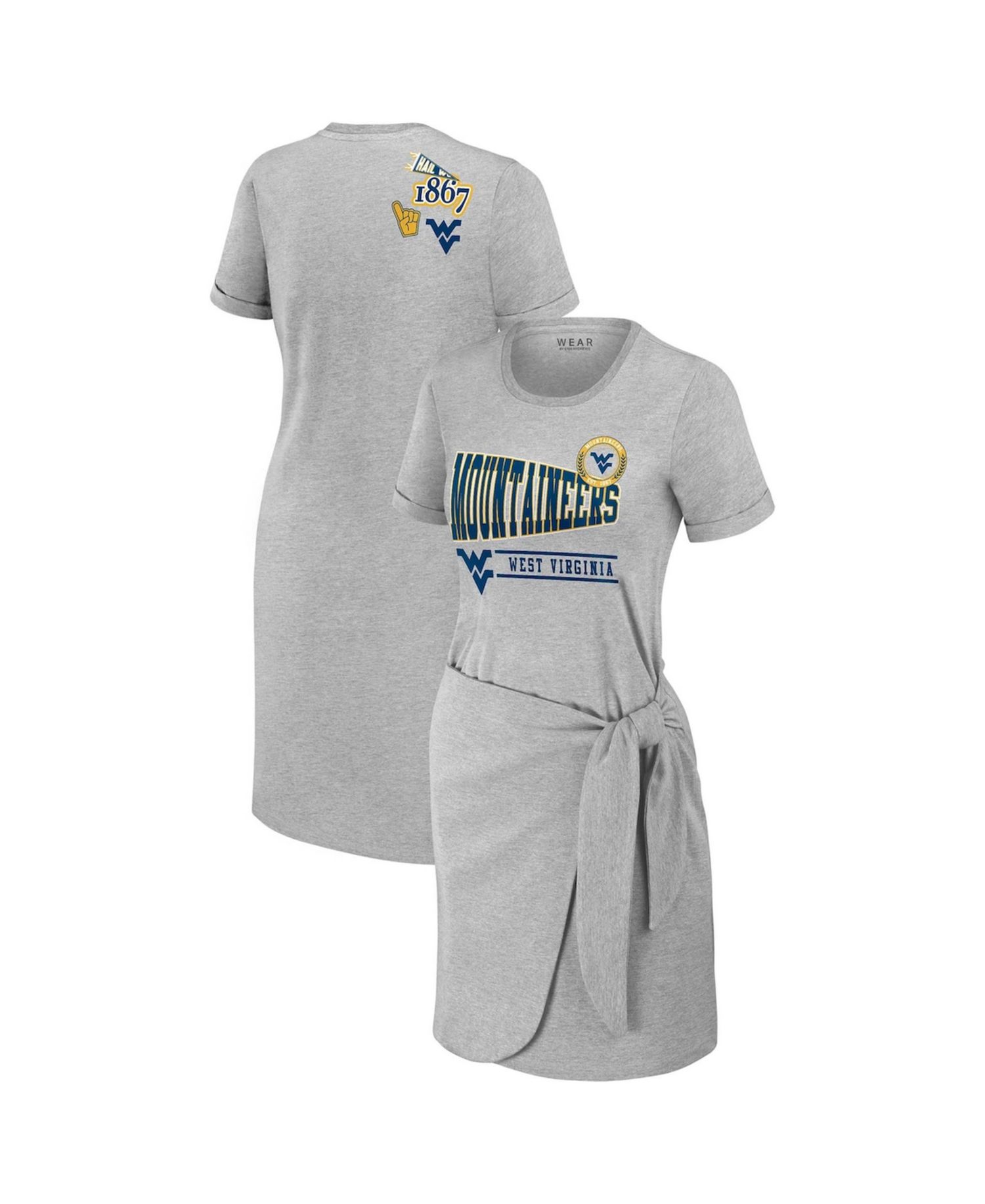 Women's Heather Gray West Virginia Mountaineers Knotted T-Shirt Dress
