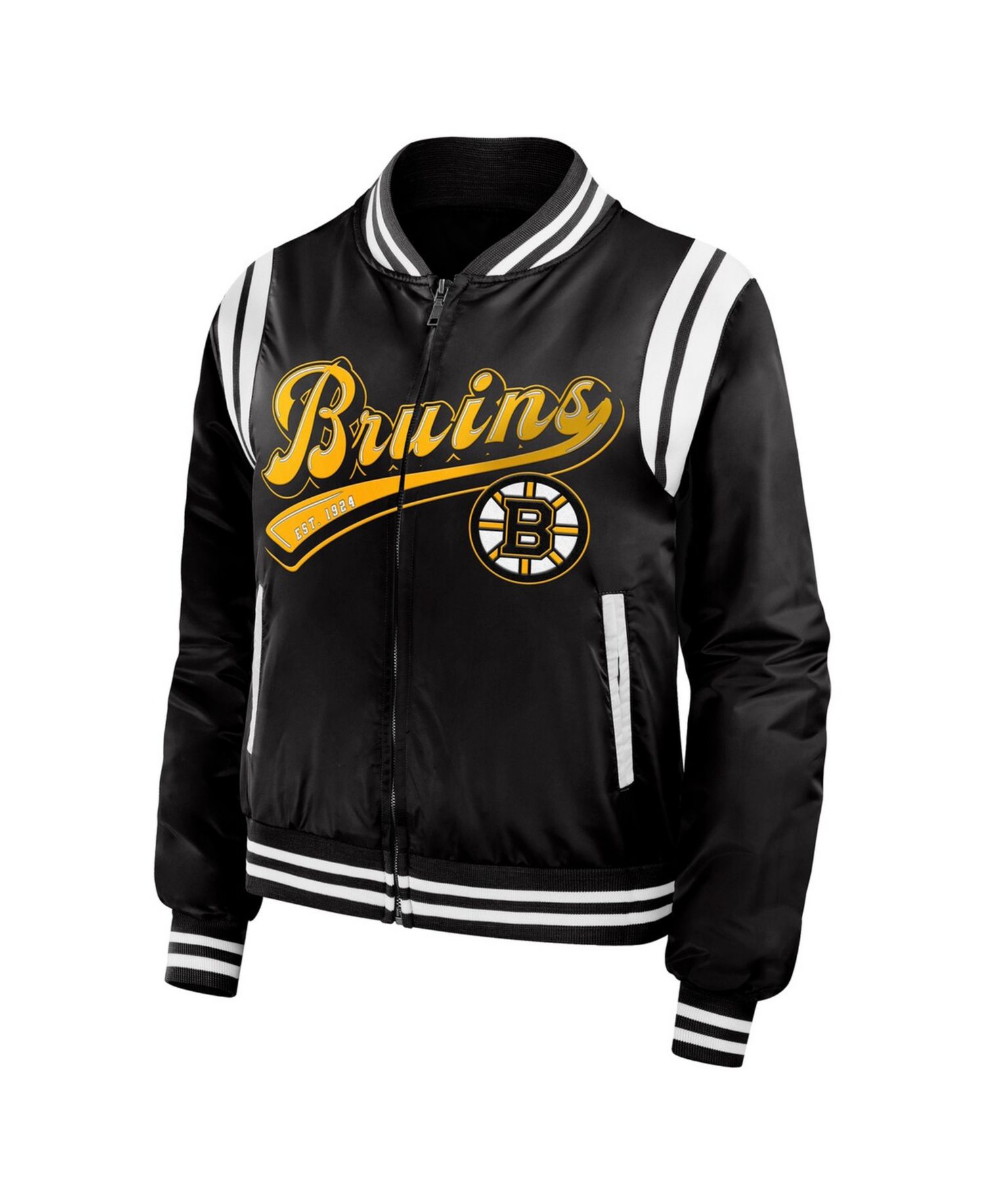 Women's Black Boston Bruins Baller Full-Zip Bomber Jacket