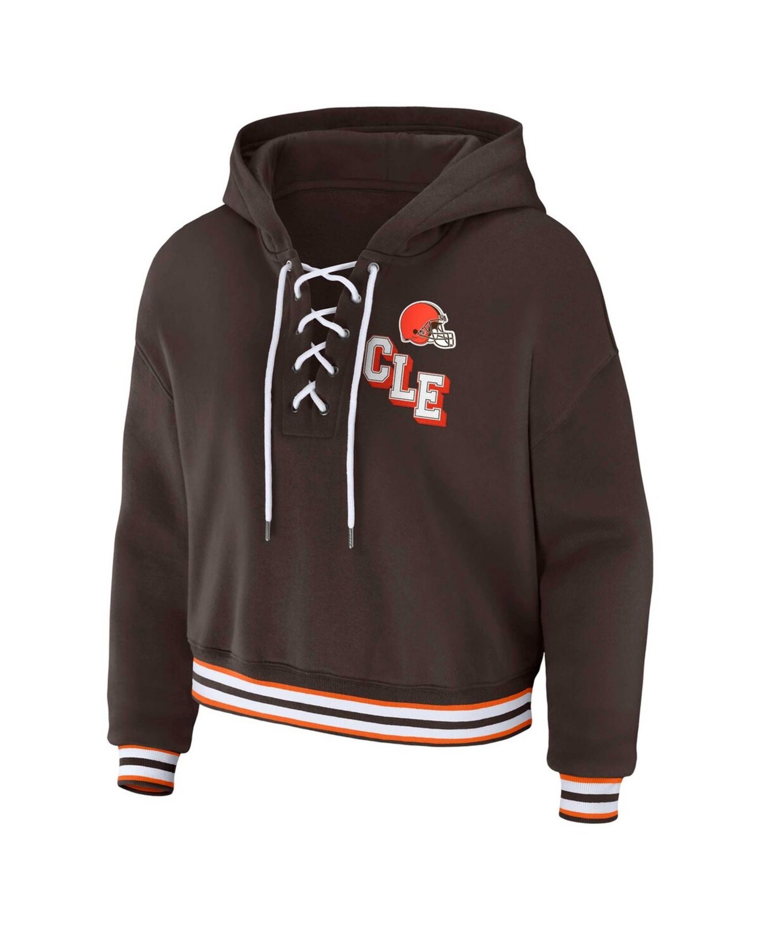 Women's Brown Cleveland Browns Plus Size Lace-Up Pullover Hoodie