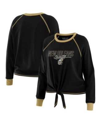 Women's Black New Orleans Saints Tie-Front Long Sleeve T-Shirt
